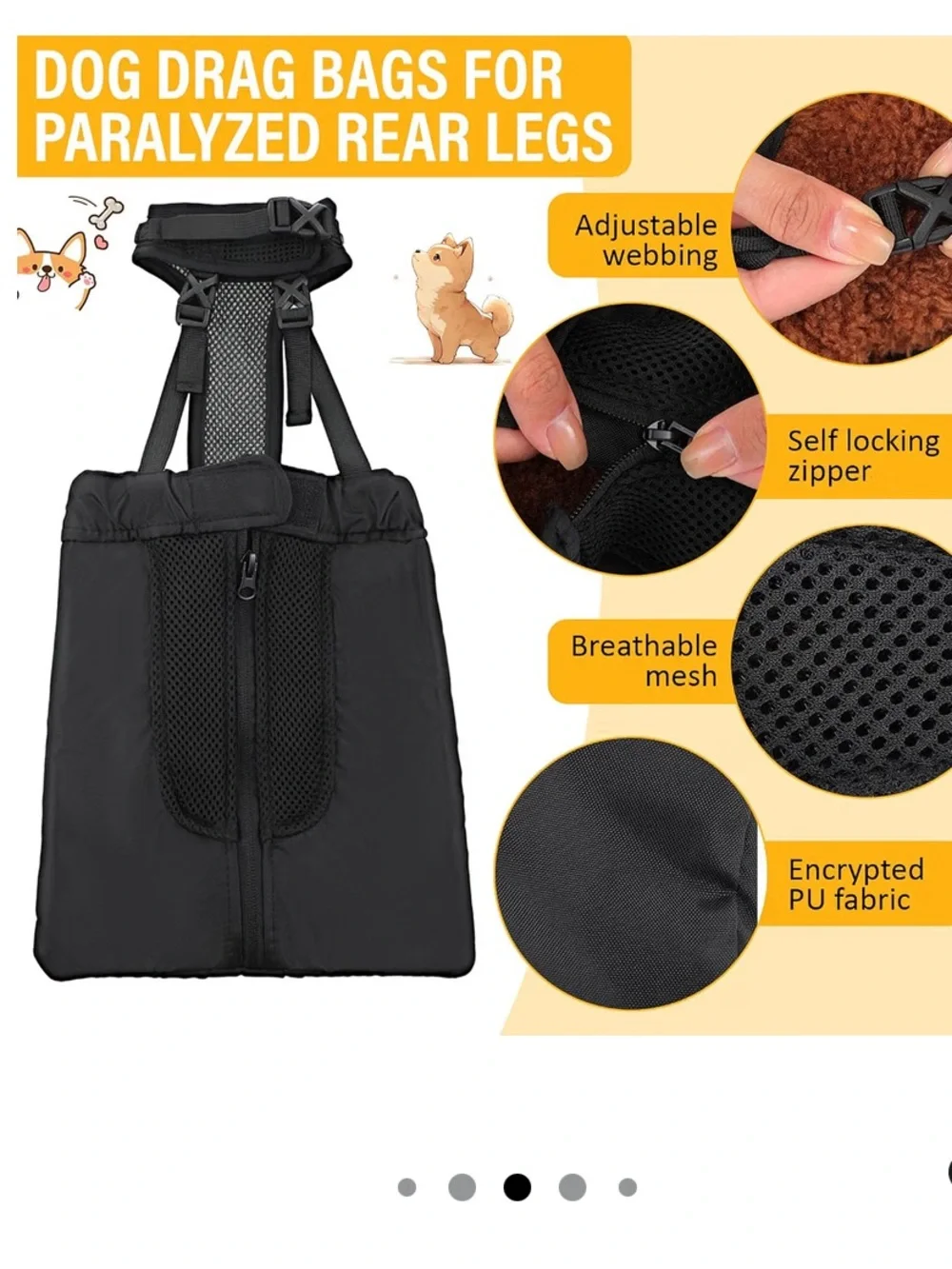 NWT Four (4) Adjustable Dog Drag Bags for Paralyzed Rear Legs